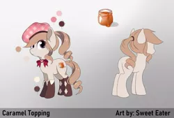 Size: 700x473 | Tagged: safe, artist:sweeteater, derpibooru import, oc, oc:caramel topping, unofficial characters only, pony, adoptable, female, looking at you, reference sheet