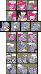 Size: 2208x3966 | Tagged: safe, artist:magerblutooth, derpibooru import, limestone pie, maud pie, pinkie pie, earth pony, pony, ..., angry, comic, crying, eyes closed, female, filly, filly limestone pie, filly maud pie, filly pinkie pie, hidden eyes, hug, limetsun pie, tsundere, wavy mouth, younger
