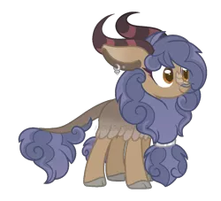 Size: 1260x1142 | Tagged: safe, artist:midnightamber, derpibooru import, oc, oc:cloudy meadow, unofficial characters only, hybrid, pony, base used, ear piercing, earring, interspecies offspring, jewelry, kirin hybrid, offspring, parent:prince rutherford, parent:rain shine, piercing, simple background, solo, transparent background, yak hybrid