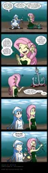 Size: 950x3407 | Tagged: safe, artist:niban-destikim, derpibooru import, fluttershy, mermaid, equestria girls, anchor, angry, bubble, clothes, comic, commission, crossover, crushed, dialogue, dress, drill, duo, duo female, earfins, eyes closed, female, flower, flutterrage, frown, grabbing, hypocritical humor, ika musume, mermaidized, ocean, open mouth, pointing, revenge, smiling, species swap, speech bubble, squid girl, this will end in death, this will end in tears, this will end in tears and/or death, underwater, wide eyes