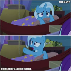 Size: 1000x1000 | Tagged: suggestive, derpibooru import, edit, edited screencap, screencap, aria blaze, starlight glimmer, trixie, pony, unicorn, road to friendship, bags under eyes, hammock, implied aria blaze, starlight is aria blaze, trixie's wagon