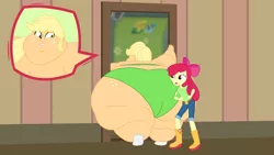 Size: 2560x1440 | Tagged: suggestive, artist:neongothic, derpibooru import, apple bloom, applejack, equestria girls, amplejack, applebucking thighs, applebutt, applefat, bbw, bingo wings, butt, butt freckles, chubby cheeks, close-up, clothes, doorway, double chin, fat, fat ass, freckles, huge butt, impossibly large butt, large butt, morbidly obese, obese, panties, ssbbw, stuck, sweat, sweatdrops, the ass is monstrously oversized for tight entrance, the ass was fat, the ass was too fat, thighs, thunder thighs, too fat to get through, underwear, weight gain