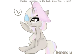 Size: 1600x1200 | Tagged: safe, artist:memengla, derpibooru import, oc, oc:memengla, pony, unicorn, easter, easter bunny, easter egg, female, filly, holiday, simple background, solo, transparent background, younger