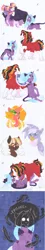 Size: 2550x14249 | Tagged: safe, artist:frozensoulpony, derpibooru import, twilight sparkle, twilight sparkle (alicorn), oc, oc:gatsby, oc:merrilee, oc:red baroness, oc:rococo puffle, oc:stellar rays, alicorn, earth pony, gryphon, pony, unicorn, absurd resolution, alternate design, cape, clothes, colt, female, filly, male, mare, mouth hold, offspring, parent:big macintosh, parent:cheerilee, parent:coloratura, parent:comet tail, parent:doctor stable, parent:twilight sparkle, parents:cometlight, parents:raramac, stallion, traditional art, wing claws