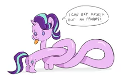 Size: 872x518 | Tagged: suggestive, artist:pencils, derpibooru import, starlight glimmer, unicorn, butt, female, implied autocunnilingus, long glimmer, long pony, mare, meme, plot, solo, solo female, tongue out