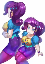 Size: 800x1134 | Tagged: safe, artist:tzc, derpibooru import, rarity, equestria girls, equestria girls series, sunset's backstage pass!, spoiler:eqg series (season 2), anime, ass, beautiful, bolero jacket, breasts, busty rarity, butt, cleavage, clothes, coat, cute, dress, fur, fur coat, geode of shielding, jacket, jewelry, leggings, magical geodes, raribetes, rearity, short sleeves, tight clothing