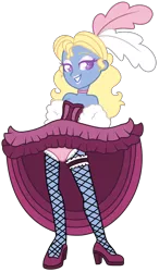 Size: 1848x3156 | Tagged: suggestive, artist:lavander doodles, derpibooru import, oc, oc:azure/sapphire, unofficial characters only, equestria girls, can-can dress, clothes, crossdressing, dress, femboy, high heels, male, saloon dress, shoes, simple background, solo, transparent background