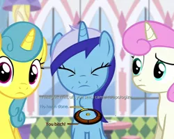 Size: 750x600 | Tagged: amending fences, cropped, derpibooru import, dialogue wheel, edit, edited screencap, implied twilight sparkle, lemon hearts, mass effect, minuette, safe, screencap, twinkleshine, vulgar