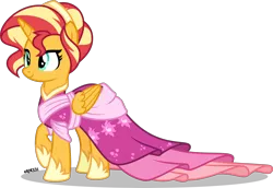 Size: 4000x2757 | Tagged: safe, artist:orin331, derpibooru import, sunset shimmer, alicorn, pony, absurd resolution, alicornified, alternate hairstyle, clothes, coronation dress, cute, dress, female, hoof shoes, mare, race swap, raised hoof, shimmerbetes, shimmercorn, simple background, smiling, solo, transparent background