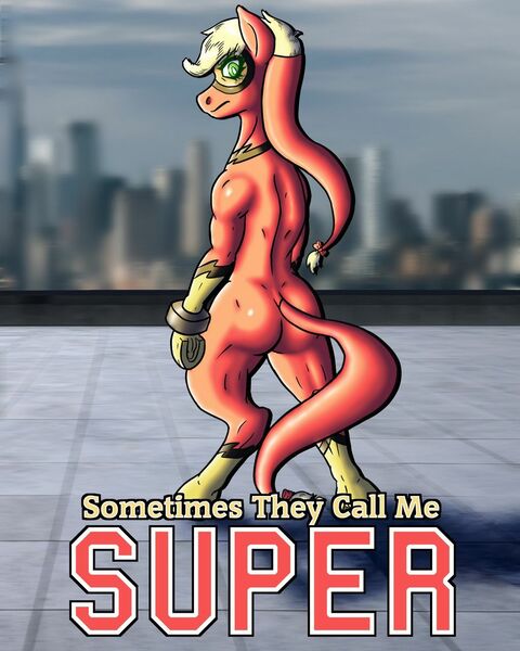Size: 1024x1280 | Tagged: safe, artist:korencz11, derpibooru import, applejack, earth pony, pony, fanfic, fanfic:sometimes they call me super, fanfic art, fanfic cover, solo, super suit, superhero
