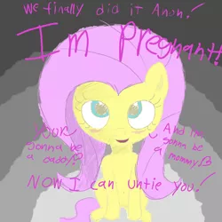 Size: 2000x2000 | Tagged: semi-grimdark, artist:notawriteranon, derpibooru import, fluttershy, pony, flutterrape, implied anon, implied pregnancy, yandere, yandereshy