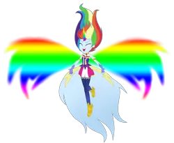 Size: 9999x8190 | Tagged: safe, artist:lumi-infinite64, derpibooru import, rainbow dash, equestria girls, clothes, colored wings, daydream, daydream-ified, female, fingerless gloves, gloves, horn, leggings, multicolored wings, rainbow horn, rainbow wings, simple background, solo, transparent background, wings