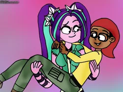 Size: 1280x960 | Tagged: safe, artist:rdj1995, derpibooru import, aria blaze, equestria girls, ariaucker, bridal carry, carrying, danny phantom, shipping, tucker foley