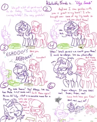 Size: 4779x6013 | Tagged: safe, artist:adorkabletwilightandfriends, derpibooru import, lily, lily valley, spike, starlight glimmer, dragon, earth pony, pony, unicorn, comic:adorkable twilight and friends, adorkable, adorkable friends, allergies, angry, argument, chased, comic, cute, dork, dorks, flower, flower in hair, frenemies, frenemy, friendship, frustrated, gardening, grass seed, happy, humor, jealous, love, nostril flare, nostrils, pre sneeze, romance, running, seeds, sneeze spray, sneezing, sniffling, spring, springtime, yardwork