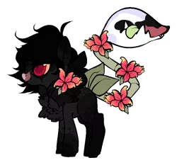 Size: 724x674 | Tagged: safe, artist:skulifuck, derpibooru import, oc, oc:anastasia, oc:black swan, unofficial characters only, monster pony, original species, piranha plant pony, plant pony, augmented tail, base used, fangs, flower, flower in hair, hoof fluff, plant, raised hoof, simple background, tongue out, transparent background