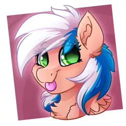 Size: 4000x4000 | Tagged: safe, artist:witchtaunter, derpibooru import, oc, pegasus, pony, bust, commission, portrait, solo, tongue out