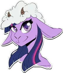 Size: 1540x1791 | Tagged: safe, artist:obscuredragone, derpibooru import, twilight sparkle, pony, sheep, big ears, big eyes, cute, floppy ears, happy, horn, lamb, looking at you, shiny eyes, simple background, smiling, smiling at you, snout, solo, species swap, straight hair, transparent background, wool