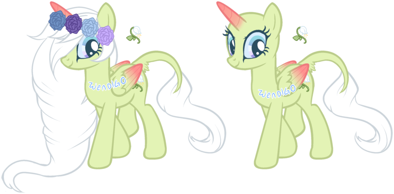 Size: 2860x1410 | Tagged: safe, artist:skulifuck, derpibooru import, oc, unofficial characters only, alicorn, pony, alicorn oc, bald, base used, duo, eyelashes, female, floral head wreath, flower, hair over one eye, horn, leonine tail, mare, rose, simple background, smiling, transparent background, wings