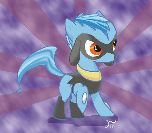 Size: 500x436 | Tagged: safe, artist:creepy99, derpibooru import, ponified, pony, riolu, pokémon, solo