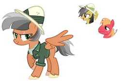 Size: 1024x692 | Tagged: safe, artist:sapphiretwinkle, derpibooru import, big macintosh, daring do, oc, pegasus, pony, base used, clothes, eye scar, female, hat, mare, offspring, parent:big macintosh, parent:daring do, parents:daringmac, pith helmet, scar, simple background, transparent background