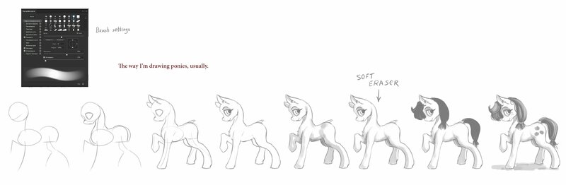 Size: 3937x1291 | Tagged: safe, artist:alcor, derpibooru import, applejack, pony, drawing, guide, how to draw, sideview, sketch, tutorial