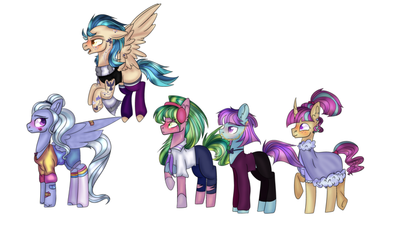 Size: 6976x3908 | Tagged: safe, artist:bublebee123, derpibooru import, indigo zap, lemon zest, sour sweet, sugarcoat, sunny flare, ponified, earth pony, pegasus, pony, unicorn, adoraflare, alternate hairstyle, bandaid, beard, bitter sweet, blushing, bowtie, chains, clothes, cobalt strike, curved horn, cute, ear piercing, earring, equestria girls ponified, eyebrow piercing, facial hair, flying, freckles, headphones, heart, horn, jeans, jewelry, lime citron, male, markings, necklace, necktie, nose piercing, nose ring, open mouth, pants, piercing, raised hoof, raised leg, redesign, robe, rule 63, rule63betes, scarf, shadow five, shirt, shorts, simple background, socks, sourbetes, stallion, striped socks, stubble, sugarcute, sugarglaze, sunlight blaze, sweater, tanktop, tattoo, torn cothes, transparent background, underhoof, wall of tags, zapabetes, zestabetes