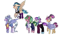 Size: 6976x3908 | Tagged: safe, artist:bublebee123, derpibooru import, indigo zap, lemon zest, sour sweet, sugarcoat, sunny flare, ponified, earth pony, pegasus, pony, unicorn, adoraflare, alternate hairstyle, bandaid, beard, bitter sweet, blushing, bowtie, chains, clothes, cobalt strike, curved horn, cute, ear piercing, earring, equestria girls ponified, eyebrow piercing, facial hair, flying, freckles, headphones, heart, horn, jeans, jewelry, lime citron, male, markings, necklace, necktie, nose piercing, nose ring, open mouth, pants, piercing, raised hoof, raised leg, redesign, robe, rule 63, rule63betes, scarf, shadow five, shirt, shorts, simple background, socks, sourbetes, stallion, striped socks, stubble, sugarcute, sugarglaze, sunlight blaze, sweater, tanktop, tattoo, torn cothes, transparent background, underhoof, wall of tags, zapabetes, zestabetes