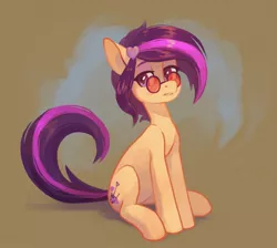 Size: 1724x1548 | Tagged: safe, artist:koviry, derpibooru import, oc, oc:amethyst arkin, unofficial characters only, earth pony, pony, female, glasses, looking at you, mare, sitting, solo