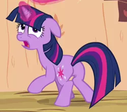 Size: 482x428 | Tagged: safe, derpibooru import, screencap, twilight sparkle, pony, unicorn, the crystal empire, butt, cropped, female, floppy ears, golden oaks library, mare, plot, solo, twibutt, unicorn twilight