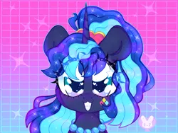 Size: 4000x3000 | Tagged: safe, artist:bunxl, derpibooru import, princess luna, pony, between dark and dawn, 80s, 80s princess luna, anime eyes, bust, cute, female, heart eyes, high res, looking at you, lunabetes, mare, portrait, smiling, solo, starry eyes, wingding eyes