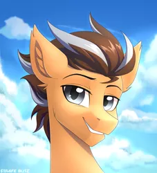 Size: 1700x1870 | Tagged: safe, artist:strafe blitz, derpibooru import, oc, oc:brightsky wing, unofficial characters only, pony, bust, looking at you, male, smiling, solo, stallion