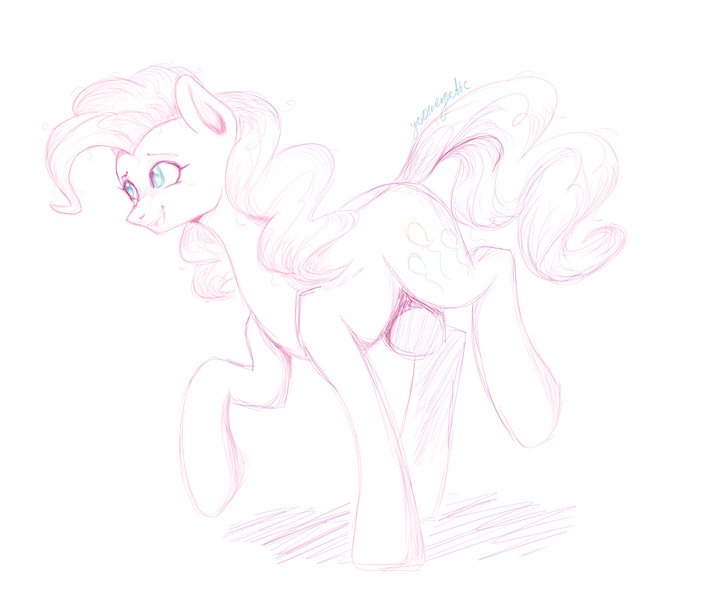 Size: 1200x1024 | Tagged: safe, artist:yoonergetic, derpibooru import, pinkie pie, earth pony, pony, sketch