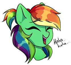 Size: 1153x1061 | Tagged: safe, artist:cloud-fly, derpibooru import, oc, oc:lighting chaser, pony, bust, female, laughing, mare, portrait, simple background, solo, transparent background