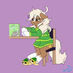 Size: 1500x1500 | Tagged: source needed, safe, artist:darnelg, derpibooru import, earth pony, pony, bathrobe, clothes, eating, epona, female, mare, messy mane, robe, sitting, slippers, solo, the legend of zelda, tired, tired eyes