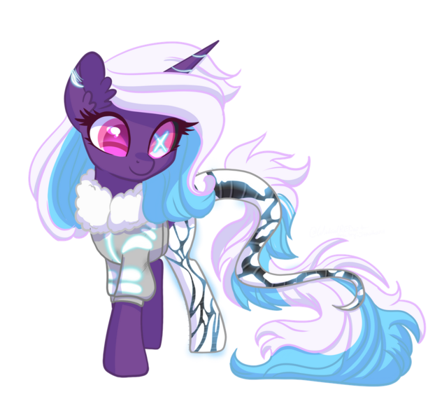 Size: 1024x987 | Tagged: safe, artist:jisootheartist, artist:wicked-red-art, derpibooru import, oc, oc:usagi (cyborg), unofficial characters only, cyborg, pony, unicorn, amputee, base used, clothes, coat, commission, female, jacket, mare, prosthetic leg, prosthetic limb, prosthetics, scar, simple background, solo, transparent background