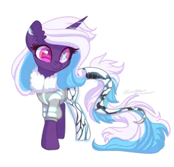 Size: 1024x987 | Tagged: safe, artist:jisootheartist, artist:wicked-red-art, derpibooru import, oc, oc:usagi (cyborg), unofficial characters only, cyborg, pony, unicorn, amputee, base used, clothes, coat, commission, female, jacket, mare, prosthetic leg, prosthetic limb, prosthetics, scar, simple background, solo, transparent background