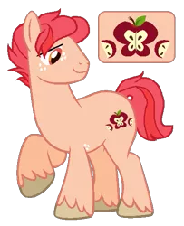 Size: 443x545 | Tagged: safe, artist:melodysweetheart, artist:zafara1222, derpibooru import, oc, oc:rosy mcintosh, unofficial characters only, earth pony, pony, base used, body freckles, cutie mark, earth pony oc, freckles, male, offspring, orange eyes, parent:big macintosh, parent:fluttershy, parents:fluttermac, raised hoof, red mane, simple background, solo, stallion, tan coat, transparent background, unshorn fetlocks