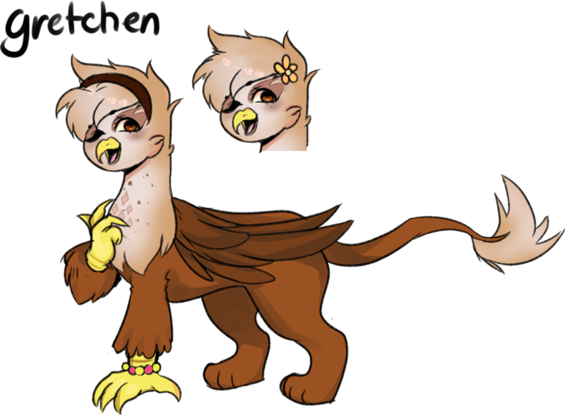 Size: 808x594 | Tagged: safe, artist:poofindi, derpibooru import, oc, oc:gretchen, unofficial characters only, gryphon, griffon oc, simple background, solo, white background