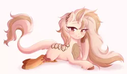 Size: 3891x2270 | Tagged: safe, artist:fluffymaiden, derpibooru import, oc, unofficial characters only, pony, unicorn, chest fluff, clothes, female, high res, leonine tail, mare, prone, socks, solo, unshorn fetlocks