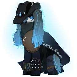 Size: 1850x1850 | Tagged: safe, artist:crimmharmony, derpibooru import, oc, oc:frontier justice, oc:shadow spade, pony, unicorn, fallout equestria, fallout equestria: kingpin, alter ego, armor, aura, bandana, beauty mark, black eyeshadow, blank, blank of rarity, blue eyes, clothes, commissioner:genki, cowboy hat, cowboy outfit, dead eyes, discharge, eye scar, female, hat, horn, lawbringer, magic, magic aura, mane highlights, mare, mask, messy mane, mutation, not rarity, pipboy, pipbuck, poncho, scar, shoes, simple background, solo, spiked armor, spurs, transparent background, unicorn oc, vigilante, wet, wet mane