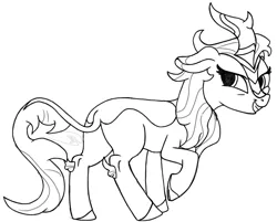 Size: 2349x1893 | Tagged: artist:soctavia, black and white, derpibooru import, female, grayscale, kirin, mare, monochrome, oc, oc:luna azul, safe, sketch, smiling, smirk, solo, unofficial characters only