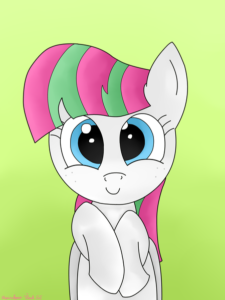 Size: 3016x4032 | Tagged: safe, artist:rainbowšpekgs, derpibooru import, blossomforth, pegasus, pony, adorable face, adoraforth, bust, cute, female, happy, high res, mare, portrait, simple background, smiling, solo