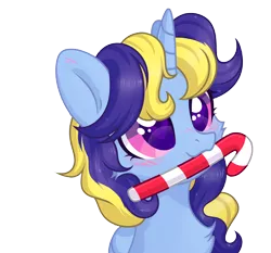 Size: 4300x4000 | Tagged: safe, artist:alfury, artist:lazuli, derpibooru import, oc, pony, unicorn, absurd resolution, base used, candy, candy cane, female, food, mare, mouth hold, simple background, solo, transparent background