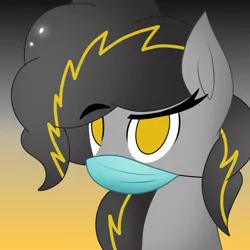 Size: 900x900 | Tagged: safe, artist:lennonblack, derpibooru import, part of a set, oc, oc:bug-zapper, unofficial characters only, earth pony, pony, bust, commission, coronavirus, covid-19, face mask, portrait, solo, ych result