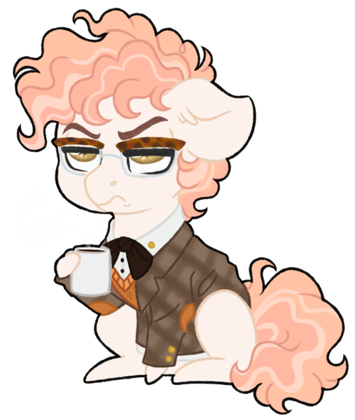 Size: 1024x1212 | Tagged: safe, artist:azure-art-wave, derpibooru import, oc, oc:marshal trim, earth pony, pony, chibi, clothes, coffee mug, crack ship offspring, male, mug, offspring, parent:mayor mare, parent:svengallop, shirt, simple background, solo, stallion, sweater vest, transparent background