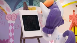 Size: 1280x720 | Tagged: safe, derpibooru import, edit, edited screencap, screencap, rarity, pony, my little pony: pony life, my little pony: stop motion short, rarity's paintful pony portrait, a thousand nights in a hallway, beret, easel, hat, meme, painting