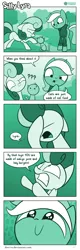 Size: 726x2263 | Tagged: safe, artist:dori-to, derpibooru import, bon bon, lyra heartstrings, sweetie drops, cat, earth pony, pony, unicorn, comic:silly lyra, comic, dialogue, female, greenscale, insane troll logic, mare, missing the point, monochrome, silly, silly lyra, smiling, speech bubble