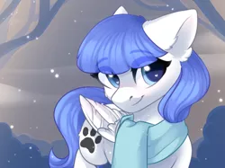 Size: 2732x2048 | Tagged: safe, artist:alphadesu, derpibooru import, oc, oc:snow pup, unofficial characters only, pegasus, pony, clothes, heart eyes, scarf, simple background, snow, snowfall, solo, wingding eyes, winter