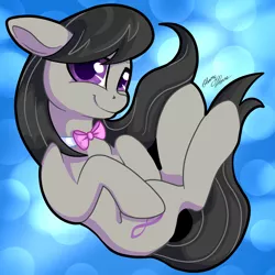 Size: 3017x3018 | Tagged: safe, artist:gleamydreams, derpibooru import, octavia melody, earth pony, pony, blue background, bowtie, cute, female, high res, mare, simple background, smiling at you, solo, tavibetes