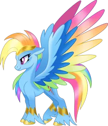 Size: 6500x7603 | Tagged: safe, artist:negatif22, derpibooru import, rainbow dash, pegasus, pony, leak, spoiler:g5, absurd resolution, colored wings, female, g5, jewelry, mare, multicolored hair, multicolored wings, rainbow dash (g5), simple background, smiling, smirk, solo, spread wings, tiara, transparent background, unshorn fetlocks, vector, wings